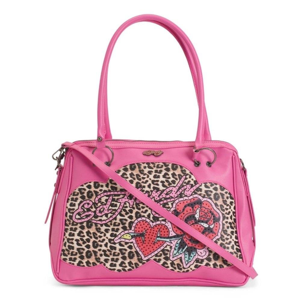 Ed Hardy Pink Leopard Print Tote Bag - Picture 1 of 3